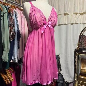Y2K Vintage Pink Babydoll Slip  Size Medium
